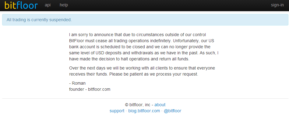 BitFloor closes down 04-18-13